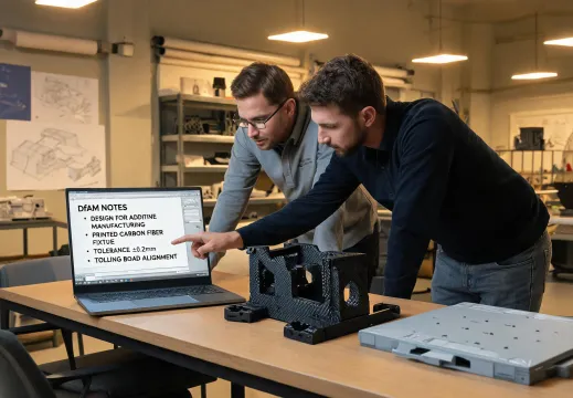 Engineering team reviewing DfAM notes